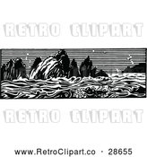 Vector Clip Art of Retro Ocean Panorama by Prawny Vintage