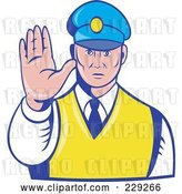 Vector Clip Art of Retro Officer Holding His Hand out by Patrimonio