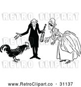 Vector Clip Art of Retro Old Couple and Rooster by Prawny Vintage