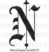 Vector Clip Art of Retro Old English Abc Letter N by BestVector