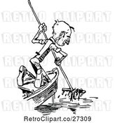 Vector Clip Art of Retro Old Guy in a Boat by Prawny Vintage