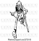 Vector Clip Art of Retro Old Guy Running with Canes by Prawny Vintage