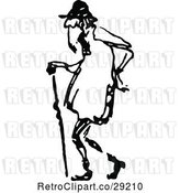 Vector Clip Art of Retro Old Guy Walking with a Cane by Prawny Vintage