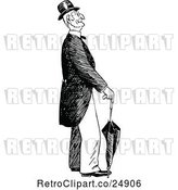 Vector Clip Art of Retro Old Guy with an Umbrella by Prawny Vintage