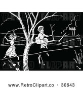 Vector Clip Art of Retro Old Ladies Stuck in a Tree by Prawny Vintage
