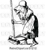 Vector Clip Art of Retro Old Lady Sweeping by Prawny Vintage