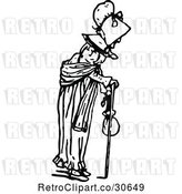 Vector Clip Art of Retro Old Lady Using a Cane by Prawny Vintage