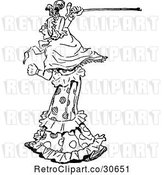 Vector Clip Art of Retro Old Lady Waving Her Cane by Prawny Vintage