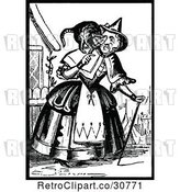 Vector Clip Art of Retro Old Lady with a Cat on Her Shoulders by Prawny Vintage