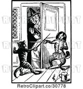 Vector Clip Art of Retro Old Lady with Fencing Cats by Prawny Vintage
