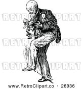 Vector Clip Art of Retro Old Man Carrying Dolls by Prawny Vintage