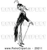 Vector Clip Art of Retro Old Man with a Cane by Prawny Vintage