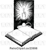 Vector Clip Art of Retro Open Book and Candle by Prawny Vintage