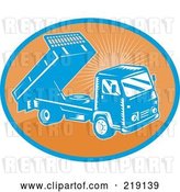 Vector Clip Art of Retro Orange and Blue Dump Truck Logo by Patrimonio