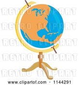 Vector Clip Art of Retro Orange and Blue Globe on a Stand by Patrimonio