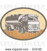 Vector Clip Art of Retro Orange and Brown Cement Truck Logo by Patrimonio