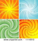 Vector Clip Art of Retro Orange Blue and Green Swirl Backgrounds by Dero