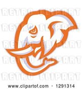 Vector Clip Art of Retro Orange Blue and White Elephant Head in Profile by Patrimonio