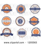 Vector Clip Art of Retro Orange Blue and White Quality Guarantee Labels by Vector Tradition SM