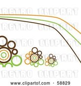 Vector Clip Art of Retro Orange, Brown and Green Lines and Circles on White by Kaycee
