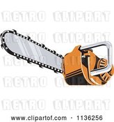 Vector Clip Art of Retro Orange Chainsaw by Patrimonio