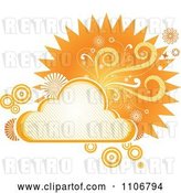 Vector Clip Art of Retro Orange Cloud Circle Floral and Burst Frame by Amanda Kate