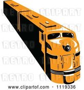 Vector Clip Art of Retro Orange Diesel Train by Patrimonio