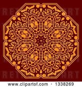 Vector Clip Art of Retro Orange Floral Octagon Design on Red by Vector Tradition SM