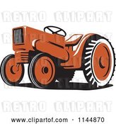 Vector Clip Art of Retro Orange Tractor 2 by Patrimonio