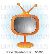 Vector Clip Art of Retro Orange Tv on a Stand by MilsiArt