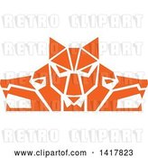 Vector Clip Art of Retro Orange Wolf Heads Facing Front and to the Sides by Patrimonio