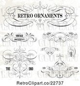 Vector Clip Art of Retro Ornaments Designs with Sample Text on a Distressed Background by BestVector