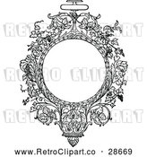 Vector Clip Art of Retro Ornate Circular Floral Vine Frame by Prawny Vintage