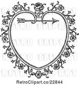Vector Clip Art of Retro Ornate Floral Heart and Arrow Frame by Prawny Vintage