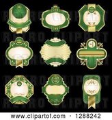 Vector Clip Art of Retro Ornate Gold and Green Blank Labels on Black by Vector Tradition SM