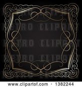 Vector Clip Art of Retro Ornate Gold Swirl Frame on Black by KJ Pargeter