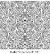 Vector Clip Art of Retro Ornate Gray Seamless Art Nouveau Pattern Background by AtStockIllustration