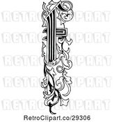 Vector Clip Art of Retro Ornate Vertical Alphabet Letter Floral F by Prawny Vintage