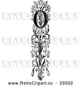 Vector Clip Art of Retro Ornate Vertical Alphabet Letter Floral O by Prawny Vintage