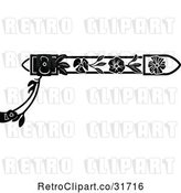 Vector Clip Art of Retro Ornate Wrought Iron Border with Flowers by Frisko