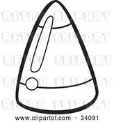 Vector Clip Art of Retro Outline of a Shiny Piece of Candy Corn by Lawrence Christmas Illustration