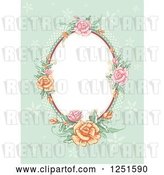 Vector Clip Art of Retro Oval Rose Frame on Green by BNP Design Studio