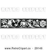 Vector Clip Art of Retro Owl Bird and Flower Border by Prawny Vintage