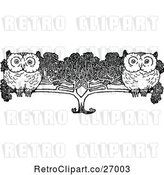 Vector Clip Art of Retro Owls in a Tree by Prawny Vintage