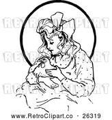 Vector Clip Art of Retro Oz Girl with a Hen by Prawny Vintage