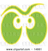 Vector Clip Art of Retro Pair of Green and Yellow Ghost Eyes Glowing Clipart Illustration by Andy Nortnik
