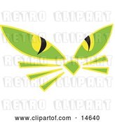 Vector Clip Art of Retro Pair of Green Cat Eyes and Whiskers Glowing in the Dark by Andy Nortnik