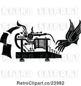 Vector Clip Art of Retro Pair of Hands Working a Typewriter by Prawny Vintage
