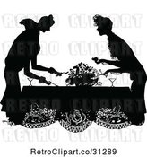 Vector Clip Art of Retro Party Ladies at a Table by Prawny Vintage
