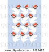 Vector Clip Art of Retro Pattern of Doves with Flowers on Pastel by Elena